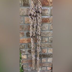 From Holl Handmade/Painted Plant Hanger Set Dark Cream & Brown Beads